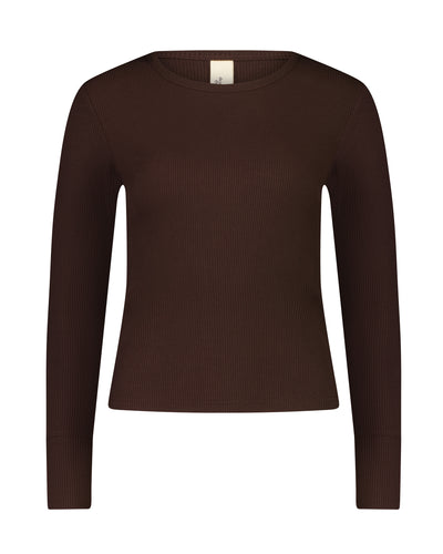 ribbed long sleeve tee - cocoa