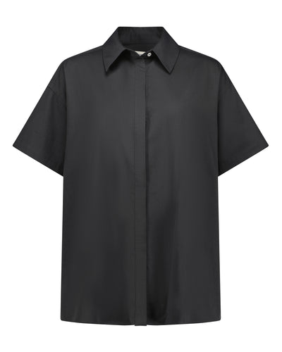 oversized s/s cotton shirt - noir