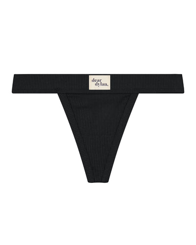 ribbed slim cut thong - noir